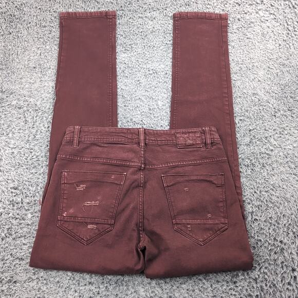 Spitfire Jeans Men 32x32 Red Grunge Denim Skateboard Distressed Straight Leg